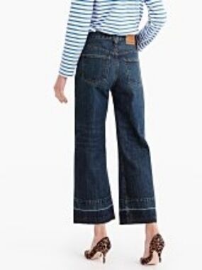 Point Sur Denim High Waist Wide Leg Cropped Jeans 30